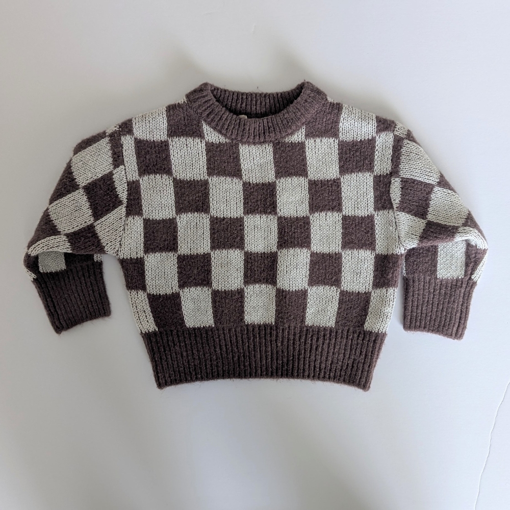 Rylee + Cru Plum and Cream Knit Sweater